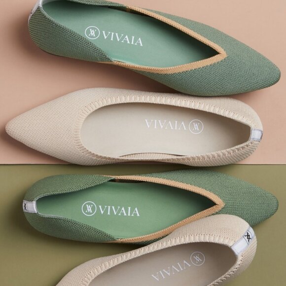 Vivaia Pointed Toe Ballet Flats Vienna Slip On In Knit Comfortable Balletcore 40 - Picture 1 of 10